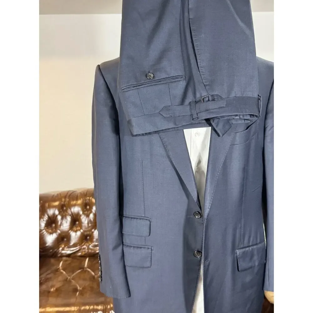 Tom Ford Blue 2Pc Suit 56 46R Peak Lapel Wool Men's 38x31 Trousers O'Connor